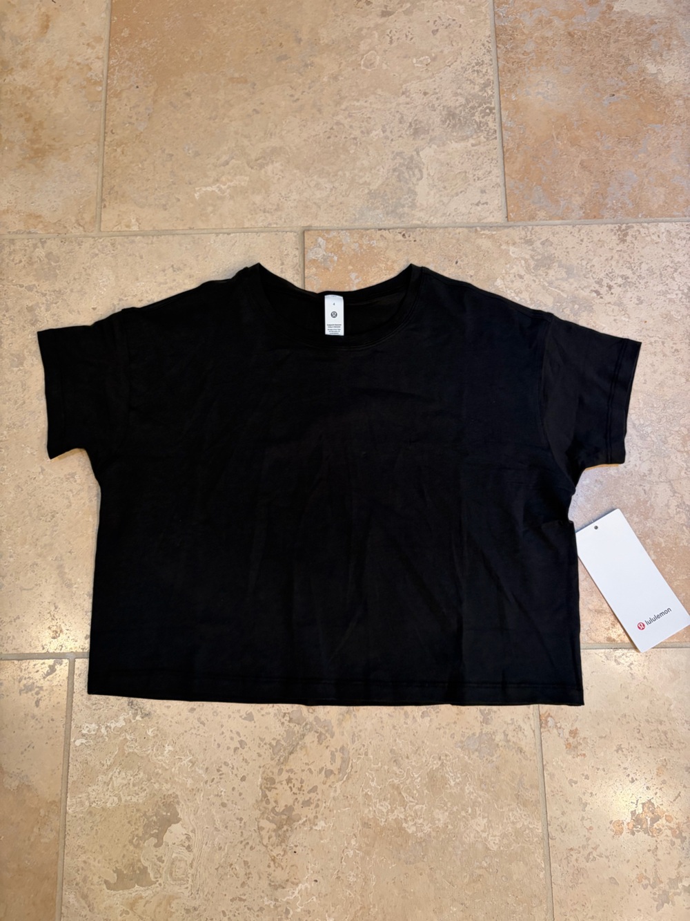 lululemon athletica Black Boxy Crop Cate Tee